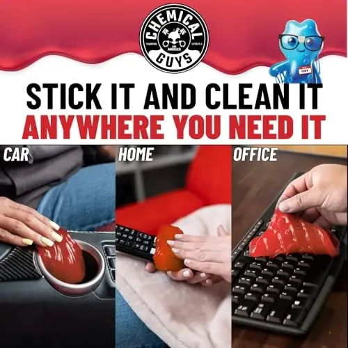 Chemical Guys Sticky Icky Car Cleaning Gel, Sweet Strawberry, Interior Car Cleaner, Reusable Automotive Crevice & Interior Dust Cleaner for Air Ventss, Cup Holders & Keyboards, 0.88 Ounce (Pack of 4) - 4