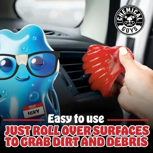 Chemical Guys Sticky Icky Car Cleaning Gel, Sweet Strawberry, Interior Car Cleaner, Reusable Automotive Crevice & Interior Dust Cleaner for Air Ventss, Cup Holders & Keyboards, 0.88 Ounce (Pack of 4) - 6