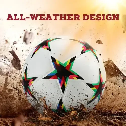 Chempionlar ligasi futbol to'plari 5-hajm, Unisex mashg'ulot futboli futbol to'pi tug'ilgan kun sovg'asi futbol to'pi rangli besh burchakli yulduz - 3