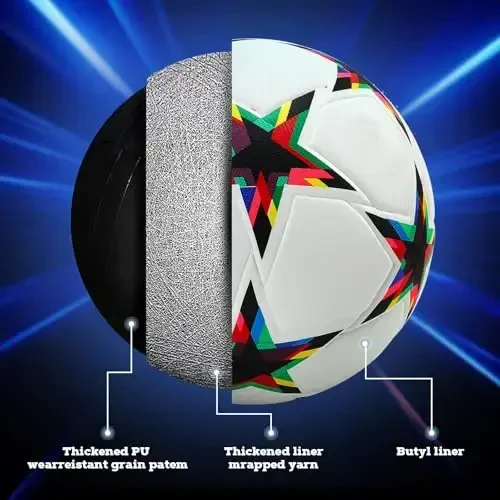 Chempionlar ligasi futbol to'plari 5-hajm, Unisex mashg'ulot futboli futbol to'pi tug'ilgan kun sovg'asi futbol to'pi rangli besh burchakli yulduz - 5