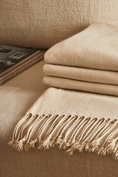 Chenille Blanket - Light Beige - 15