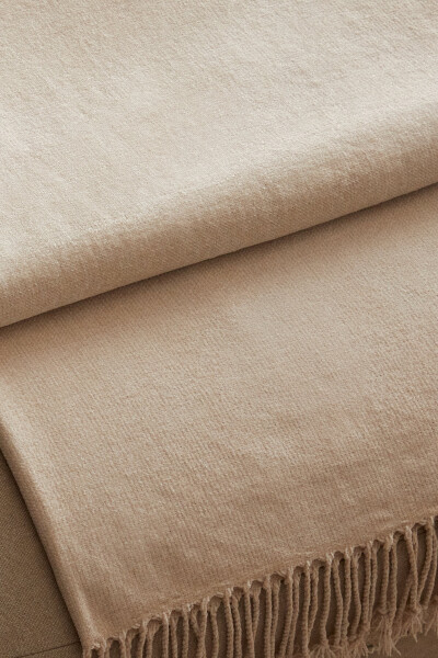 CHENILLE BLANKET - Light Beige - 16