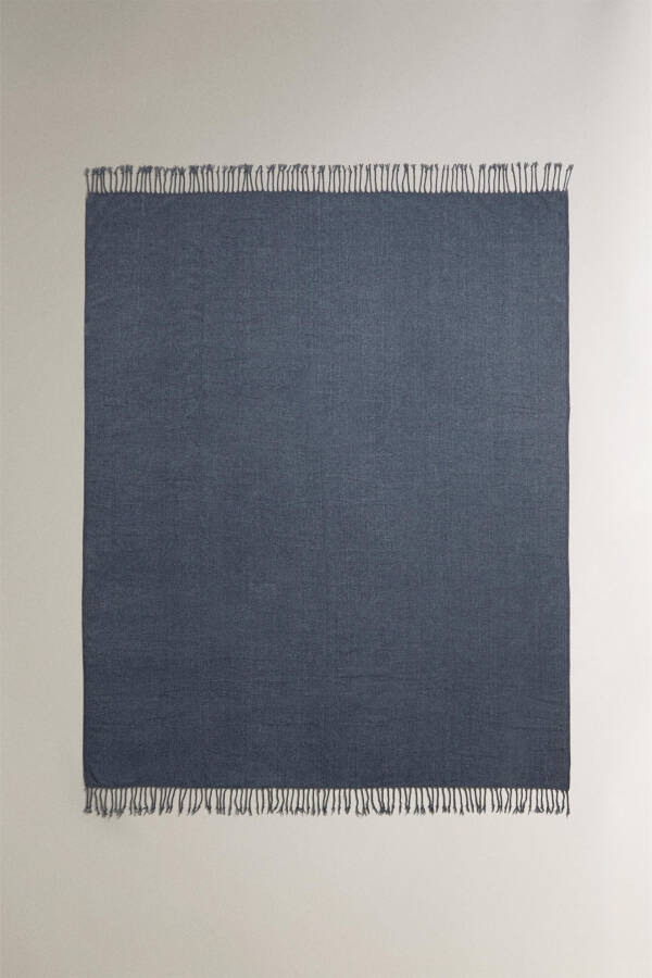 Chenille Blanket Medium-ecru DULL BLUE - 8