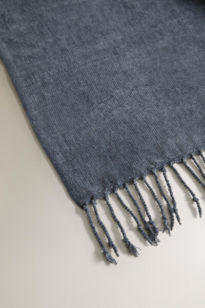 Chenille Blanket Medium-ecru DULL BLUE - 10