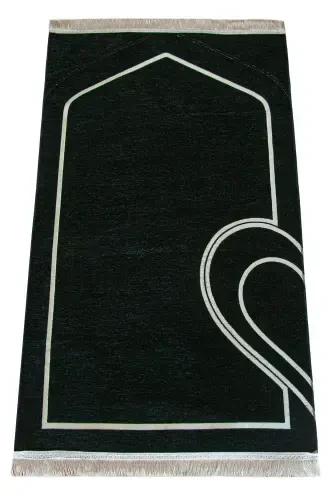 Chenille prayer rug set, soft and heart-shaped for couples. - 3