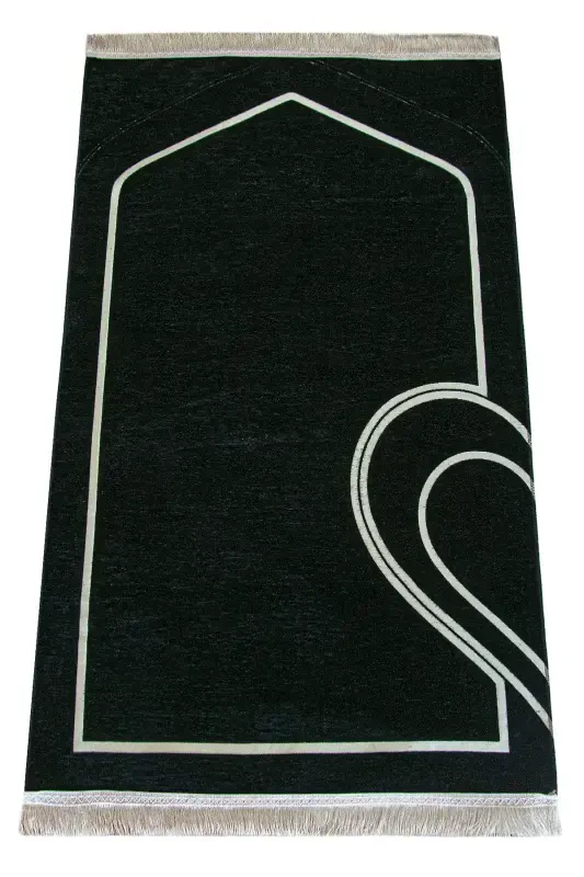 Chenille prayer rug set, soft and heart-shaped for couples. - 3