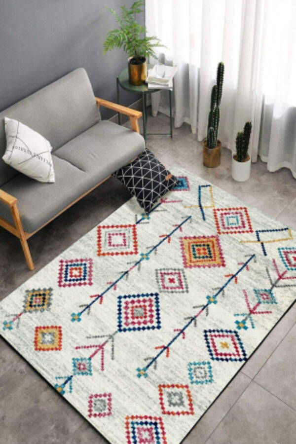 Chenille Rug Modern Carpet with Pattern (MACHINE WASHABLE SPONGE DOT/FELT BASE) - Cp658 - 12