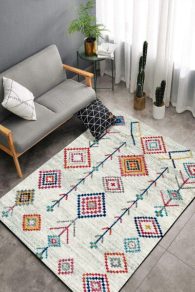 Chenille Rug Modern Carpet with Pattern (MACHINE WASHABLE SPONGE DOT/FELT BASE) - Cp658 - 18