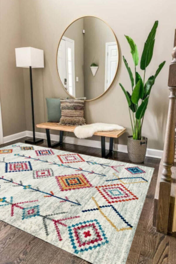 Chenille Rug Modern Carpet with Pattern (MACHINE WASHABLE SPONGE DOT/FELT BASE) - Cp658 - 12