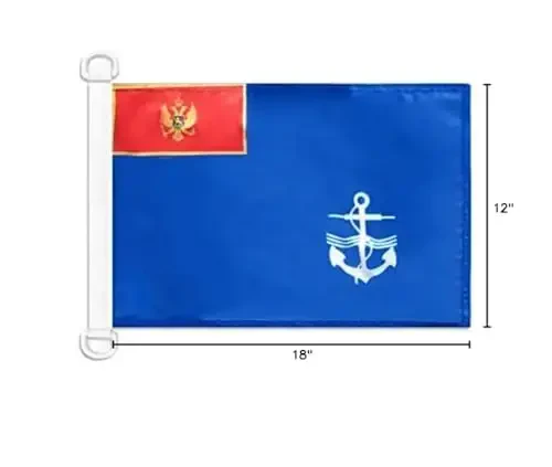 Chernogoriya dengiz floti NAUTIKA bayrog'i 18'' x 12'' - Chernogoriya urush bayroqlari 30 x 45 sm. - Qayiq uchun banner 12x18 dyuym - AZ FLAG - 5