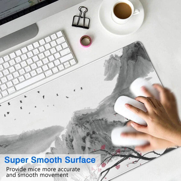 Cherry Blossom Mouse Pad Extended Gaming Mouse Pad (31.5x11.8 in) Large Non-Slip Rubber Base Desk Protector Sakura with Stitched Edges Full Desk Mousepad XL - 3