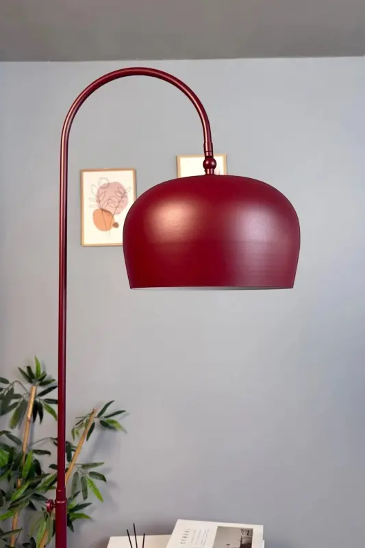 Cherry Burgundy Floor Lamp Movable Head with Shelf Modern Decorative Metal Living Room Study Room Lamp - Cherry Burgundy - 4