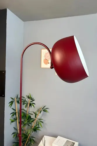 Cherry Burgundy Floor Lamp Movable Head with Shelf Modern Decorative Metal Living Room Study Room Lamp - Cherry Burgundy - 7