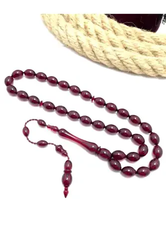 Cherry Color Barley Cut Imitation Amber Rosary-cherry3 - KANUNİ TESBİH (1)