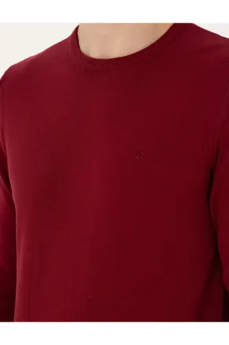 Cherry Slim Fit Crew Neck Basic Knitwear Sweater 50296575-VR223 - Cherry - 7