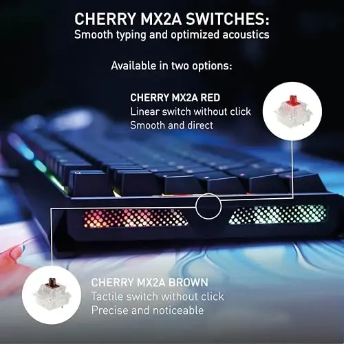 CHERRY XTRFY MX 3.1 simli mexanik klaviatura alyumin korpusli MX2A Silent Red kalitlari oʻyin va ofis uchun (Qora, MX2A Silent Red) - 5