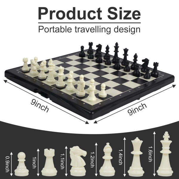 Chess Set, Foldable, Travel Friendly Chess , Great for School, Camping, Parties and More - GUIRND