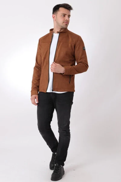 Chest Zippered Mandarin Collar Suede Seasonal Jacket PLDP 2981 - 3