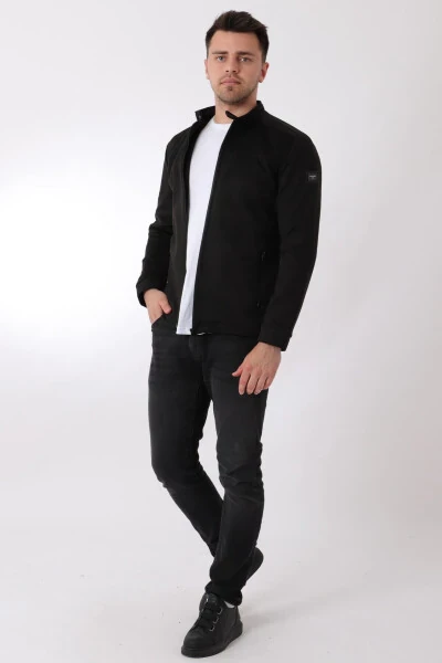 Chest Zippered Mandarin Collar Suede Seasonal Jacket PLDP 2981 - 3