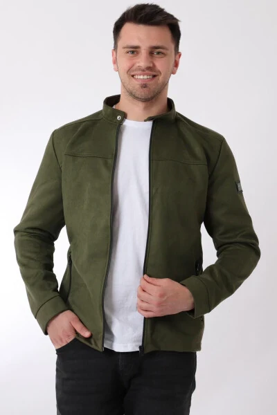 Chest Zippered Stand Collar Suede Seasonal Jacket PLDP 2981 - 2