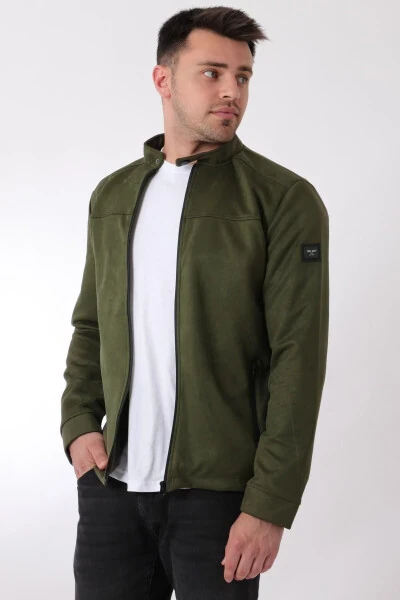 Chest Zippered Stand Collar Suede Seasonal Jacket PLDP 2981 - 4