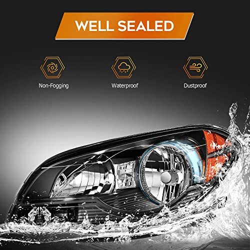 Chevrolet Malibu 2008-2012 İçin LBRST Far Grubu Siyah Gövde Amber Reflektör Şeffaf Lens Sürücü ve Yolcu Tarafı Far - 5