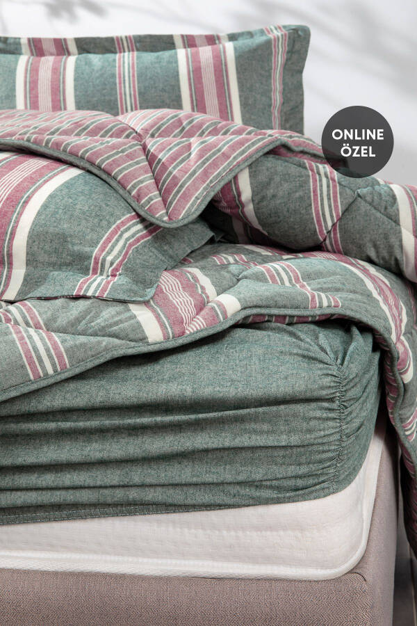 Chevron Single Bed Yarn Dyed Sleep Set - Green - 3