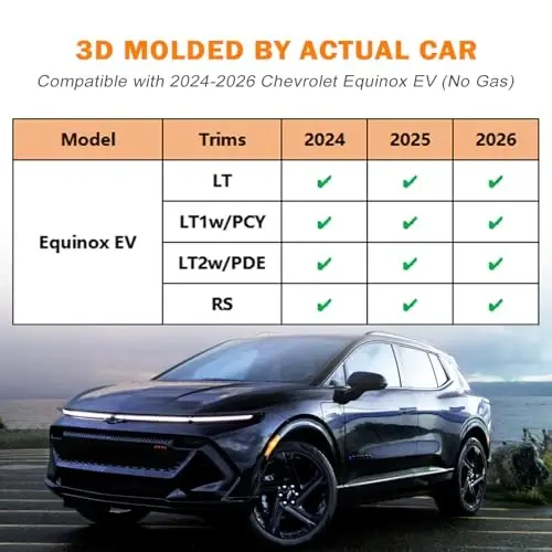 Chevy/Chevrolet Equinox EV 2024-2025 2026 uchun KUST pol gilamchalari (Benzin uchun emas), Equinox aksesuarlari uchun TPE rezina baland qirrali old va orqa 2 qatorli barcha ob-havo avtomobil gilamchalari - 2