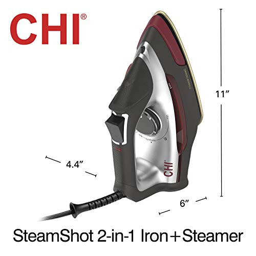 CHI Steam 2'si 1 Arada Buharlı Ütü ve Dikey Giyim Buharlaştırıcı, Hedefli SteamShot ile Giysiler İçin Titanyum Kaplı Taban, 1200 Watt, 10' Kablo (13108), Orta - 6