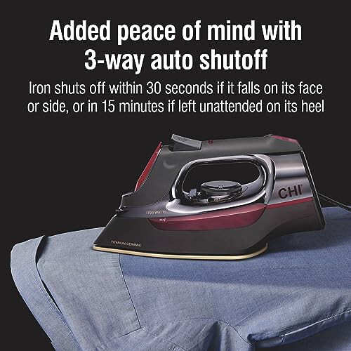 CHI Steam Iron for Clothes with 8’ Retractable Cord, 1700 Watts, 3-Way Auto Shutoff, 400+ Holes, Professional Grade, Temperature Control Dial, Titanium Infused Ceramic Soleplate, Black/Chrome (13109) - 7