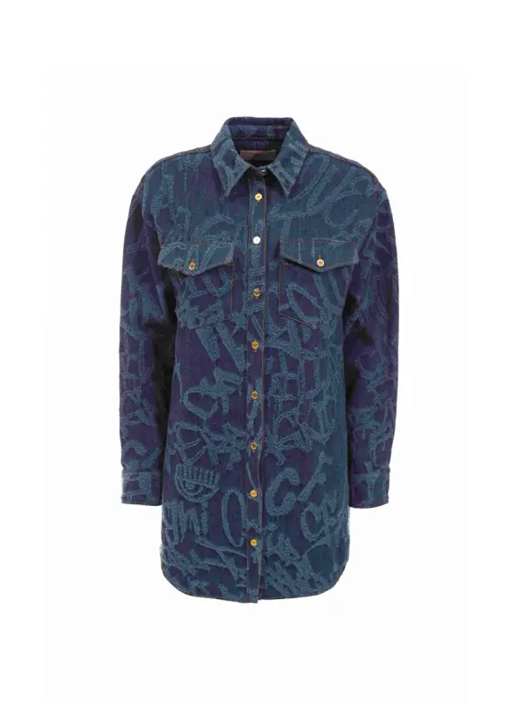 Chiara Ferragni Normal Shirt Collar Plain Navy Blue Women's Shirt 75CBL222 - CHIARA FERRAGNI