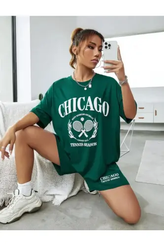 chicago baskılı yeşil takım - yeşilbeyaz - TRENDGAR (1)