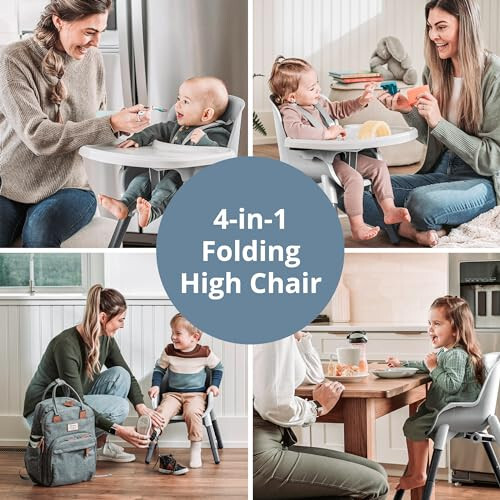 Chicco Zest 4-in-1 Folding High Chair, Feeding Chair, Toddler Chair and Youth Stool, Multi-Use Easy Clean High Chair | Capri/Blue - 32