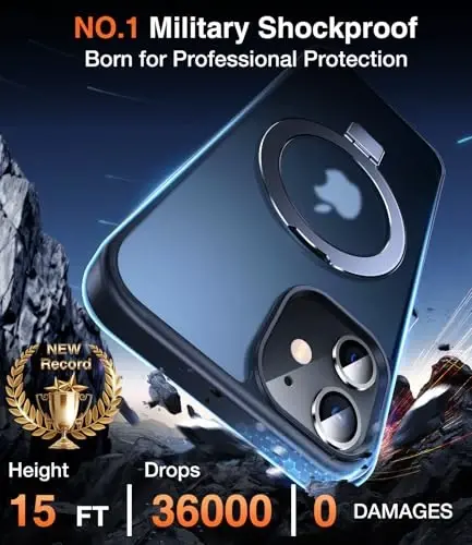 Chicfun 3-in-1 [Magnetic+Kickstand+Ring Holder] Compatible with iPhone 12/12 Pro Case Stand Ring Holder Compatible with MagSafe, Military Shockproof for iPhone 12/12 Pro Phone Case Cover Black - 5