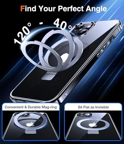 Chicfun 3-in-1 [Magnetic+Kickstand+Ring Holder] for iPhone 13 Case, iPhone 14 Case Compatible with MagSafe, Phone Case iPhone 13/14 with Stand Military Shockproof Protective Magnetic Cover - 5