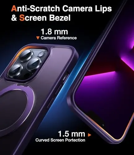 Chicfun 3-in-1 [Magnetic+Kickstand+Ring Holder] for iPhone 14 Pro Case with Magnetic Stand Ring Compatible with MagSafe Phone Case iPhone 14 Pro Military Shockproof Protective Deep Purple - 6