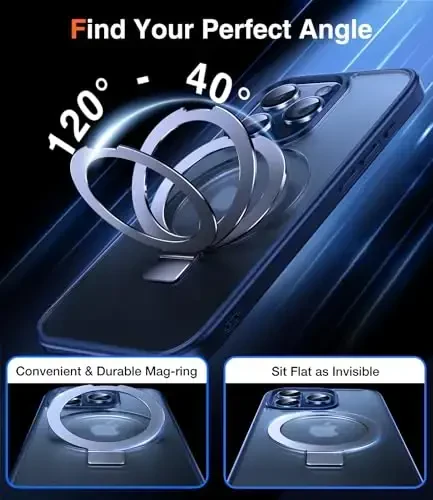 Chicfun 3-in-1 [Magnetic+Kickstand+Ring Holder] for iPhone 15 Pro Max Case Stand Ring Holder Compatible with MagSafe, Military Shockproof Protective Matte iPhone 15 Pro Max Phone Case Kickstand Cover - 3