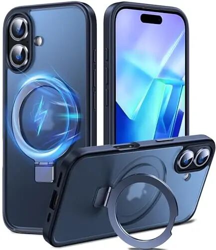 Chicfun 3-in-1 [Magnetic+Kickstand+Ring Holder] for iPhone 16 Case with Stand Ring Holder， Compatible with MagSafe, Military Shockproof Protective Kickstand Phone Case iPhone 16 Cover Black - 1