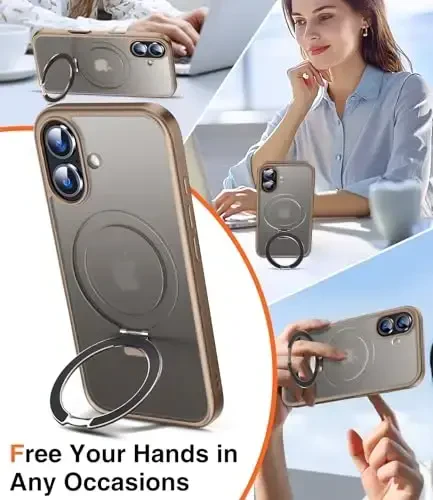 Chicfun 3-in-1 [Magnetic+Kickstand+Ring Holder] for iPhone 16 Case with Stand Ring Holder， Compatible with MagSafe, Military Shockproof Protective Kickstand Phone Case iPhone 16 Cover BronzeDesertTan - MODAZONE (1)