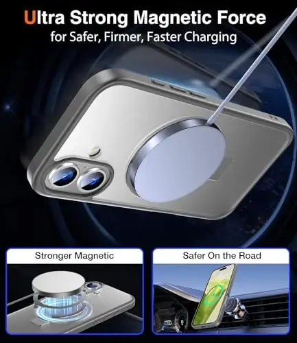 Chicfun 3-in-1 [Magnetic+Kickstand+Ring Holder] for iPhone 16 Plus Case with Stand Ring Holder， Compatible with MagSafe, Military Shockproof Kickstand Phone Case iPhone 16 Plus Cover Black - 4