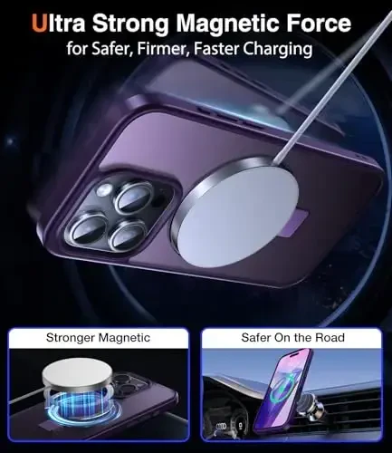 Chicfun 3-in-1 [Magnetic+Kickstand+Ring Holder] for iPhone 16 Pro Max Case Stand Ring Holder Compatible with MagSafe, Military Shockproof iPhone 16 Pro Max Phone Case Kickstand Cover Purple - 5