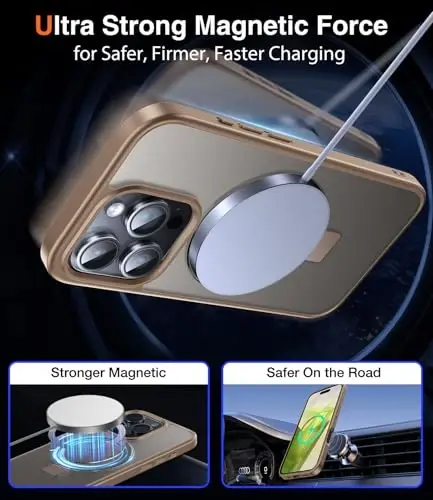 Chicfun 3-in-1 [Magnetic+Kickstand+Ring Holder] for iPhone 16 Pro Max Case with Stand Ring Holder,Compatible with MagSafe, Military Shockproof Kickstand Case 16 Pro Max Desert Titanium - 4