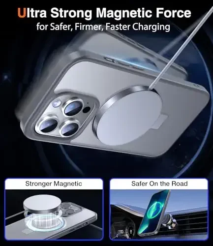 Chicfun 3-in-1 [Magnetic+Kickstand+Ring Holder] iPhone 13 Pro Case uchun MagSafe bilan mos, iPhone 13 Pro telefon g'ilofi stend bilan Harbiy zarbaga chidamli himoya Magnitli mat qattiq qopqoq - 4