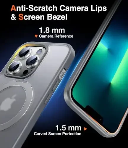 Chicfun 3-in-1 [Magnetic+Kickstand+Ring Holder] iPhone 13 Pro Case uchun MagSafe bilan mos, iPhone 13 Pro telefon g'ilofi stend bilan Harbiy zarbaga chidamli himoya Magnitli mat qattiq qopqoq - 6