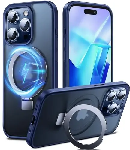 Chicfun 3-in-1 [Magnetic+Kickstand+Ring Holder] iPhone 15 Pro Max uchun G'ilof MagSafe bilan mos keladigan stend halqasi, harbiy zarbga chidamli himoya mat iPhone 15 Pro Max telefon g'ilofining qopqog'i - CHICFUN