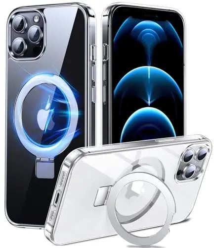 Chicfun 3-in-1 [Magnetic+Kickstand+Ring Holder] for iPhone 12 Pro Max Case Stand Ring Holder Compatible with MagSafe, Military Shockproof Protective Matte iPhone 12 Pro Max Phone Case Kickstand Cover - CHICFUN