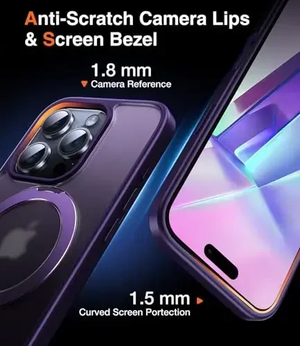 Chicfun 3-in-1 [Magnit + Oyoq tirgak + Uzuk ushlagich] iPhone 16 Pro Max uchun MagSafe bilan mos keladigan, harbiy zarbaga chidamli iPhone 16 Pro Max telefon qutisi, oyoq tirgakli qopqoq, binafsha - 6