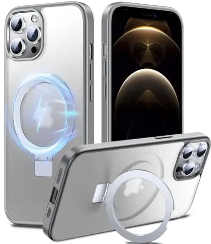 Chicfun 3-in-1 [Magnit+Kickstand+Ring Holder] iPhone 12 Pro Max uchun G'ilof MagSafe bilan mos keladi, Harbiy zarbga chidamli himoya Mat iPhone 12 Pro Max Telefon G'ilof Stend Qopqog'i 