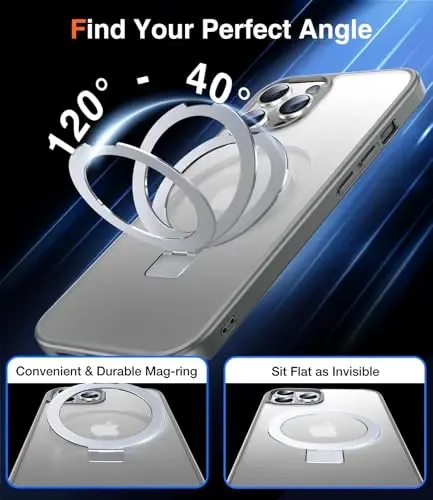 Chicfun 3-in-1 [Magnit+Kickstand+Ring Holder] iPhone 12 Pro Max uchun G'ilof MagSafe bilan mos keladi, Harbiy zarbga chidamli himoya Mat iPhone 12 Pro Max Telefon G'ilof Stend Qopqog'i - 3