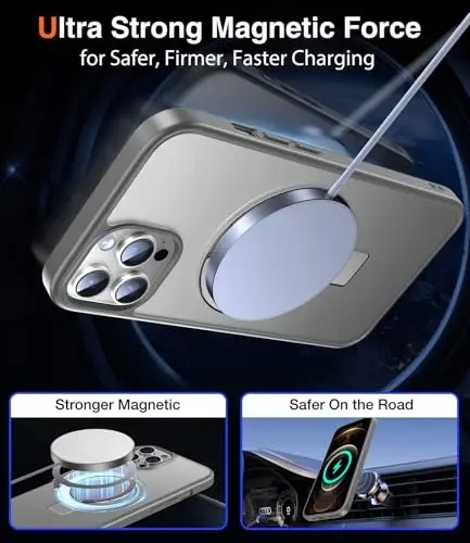 Chicfun 3-in-1 [Magnit+Kickstand+Ring Holder] iPhone 12 Pro Max uchun G'ilof MagSafe bilan mos keladi, Harbiy zarbga chidamli himoya Mat iPhone 12 Pro Max Telefon G'ilof Stend Qopqog'i - 4